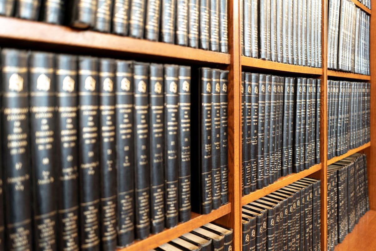 Shelves of law books